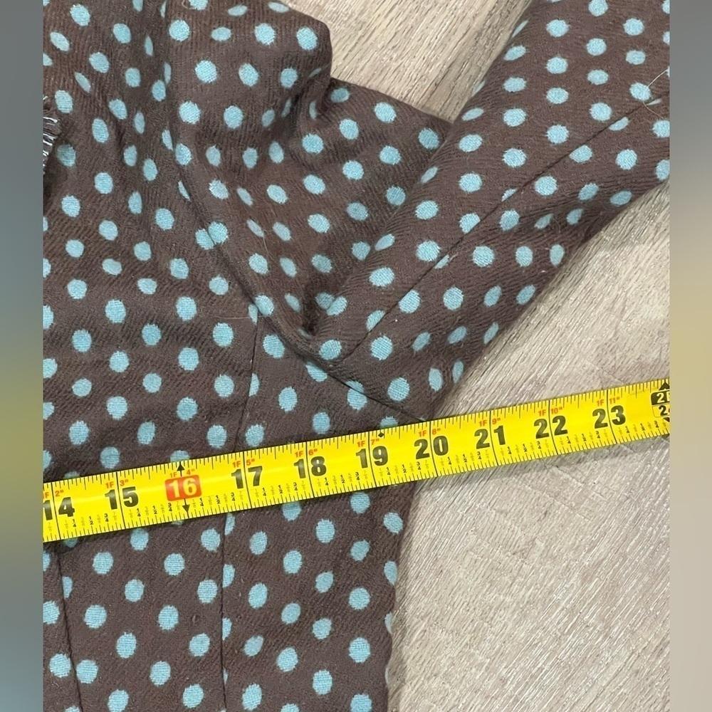 Boden Size 14 Wool Blend Polka Dot Fringe Seam Unlined Unstructured Soft Blazer - Picture 8 of 14